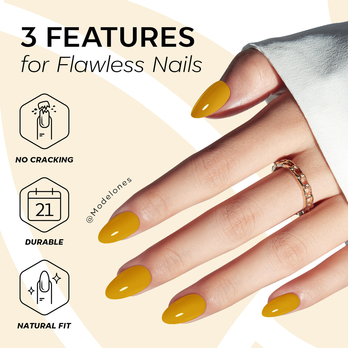 Mustard Gold press on nails MODELONES 