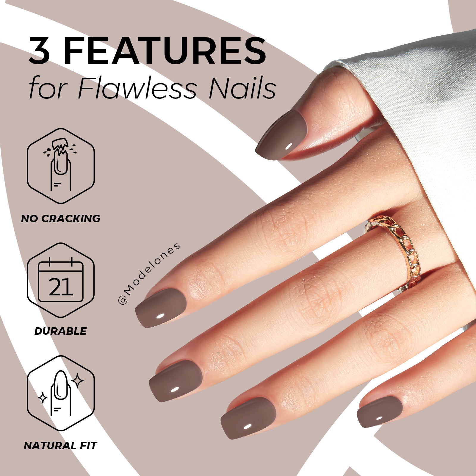Milk Mocha press on nails MODELONES 