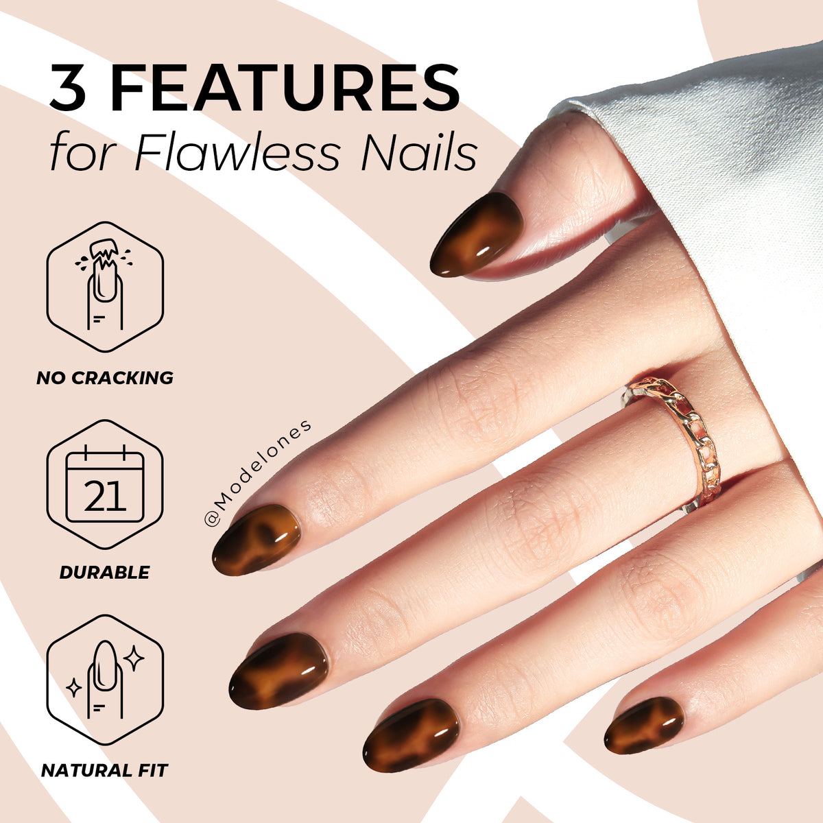 Classic Tortoise press on nails MODELONES 