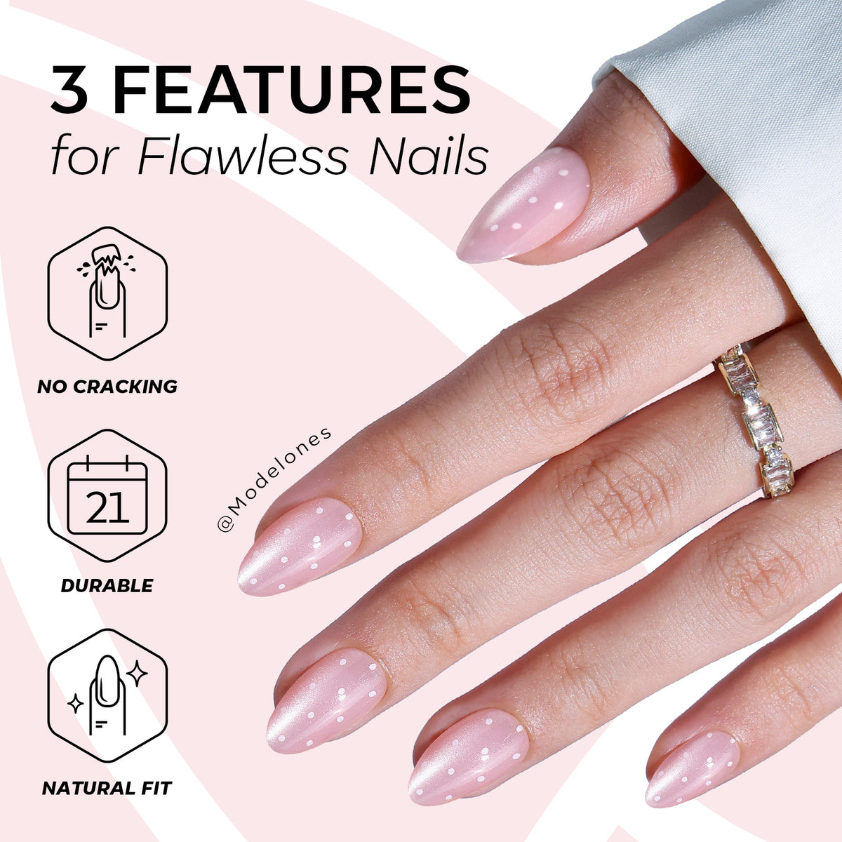 Pink Milky Dots press on nails MODELONES 