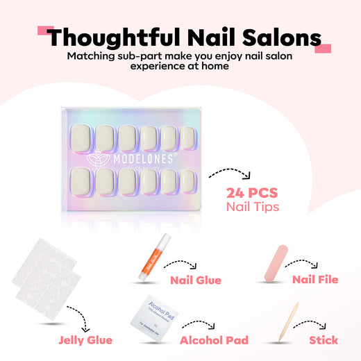 Morning Dew - 24 Fake Nails 12 Sizes Short Almond Press on Nails Kit