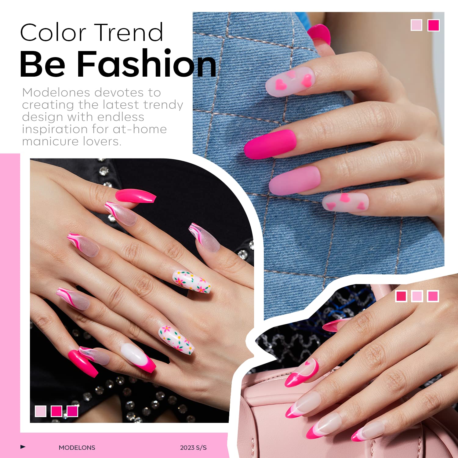 Neon Barbie Pink - 9Pcs 6 Colors Gel Nail Polish Kit