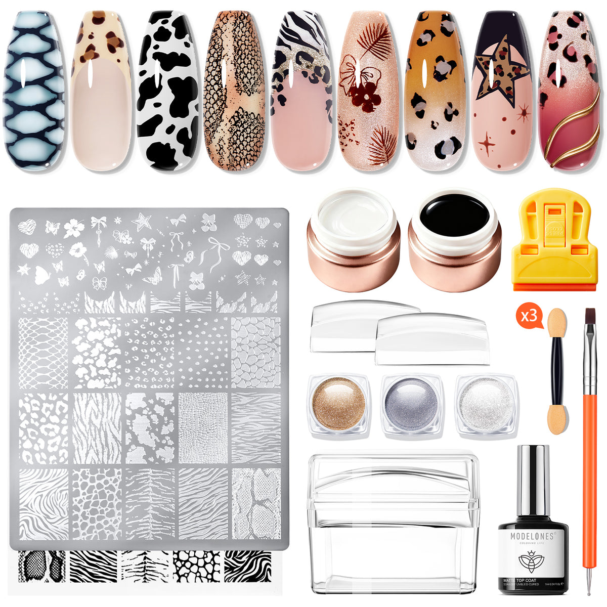Modelones Nail Art Stamping Plate Tool Set