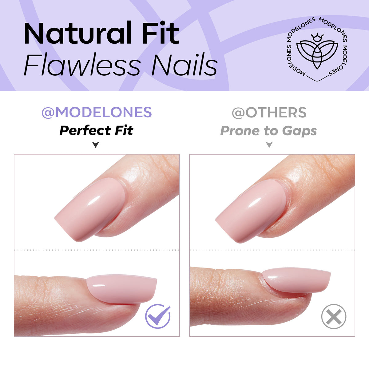 Silver Shimmer press on nails MODELONES 