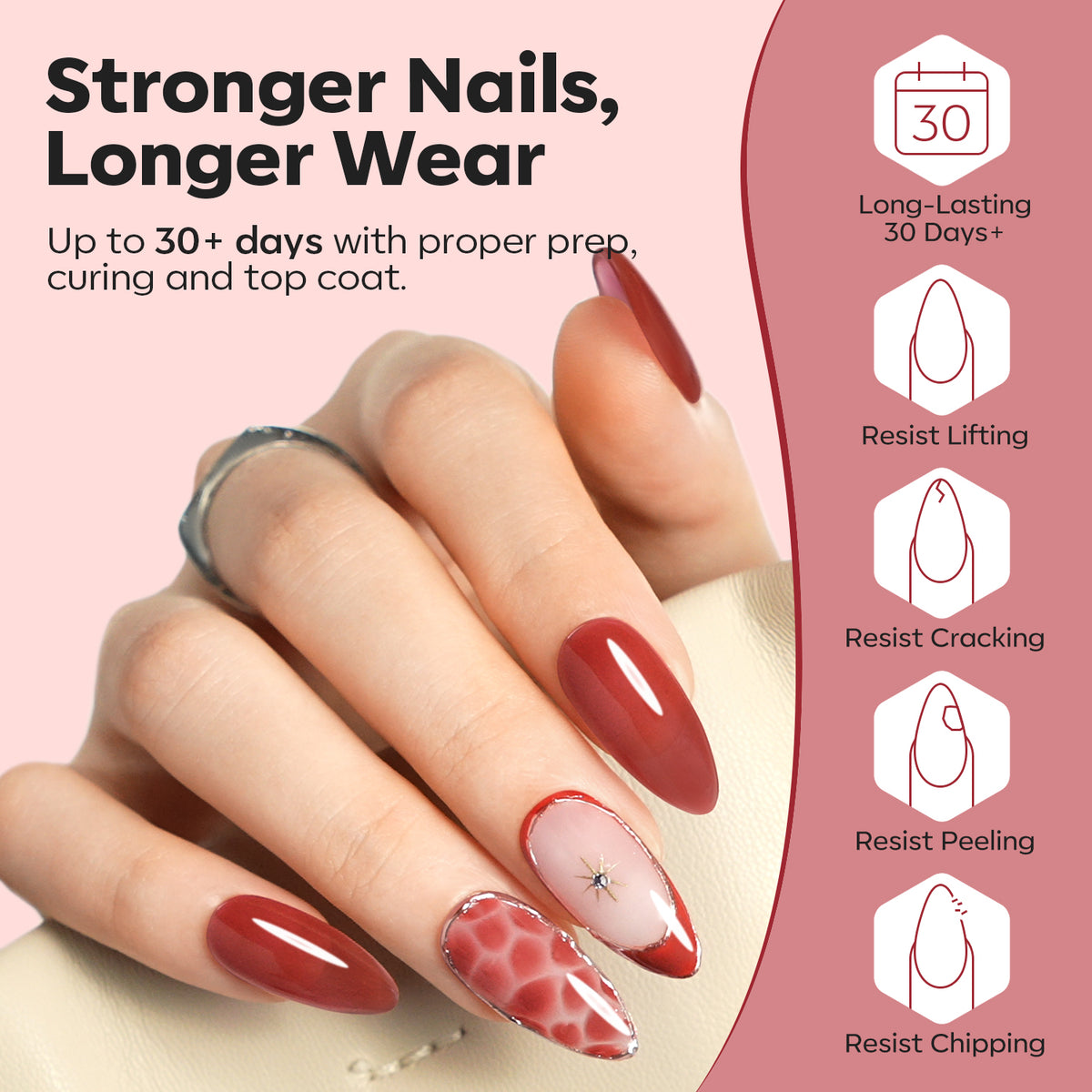 8-In-1 Wine Red Builder Nail Gel 15ml Builder Gel MODELONES 