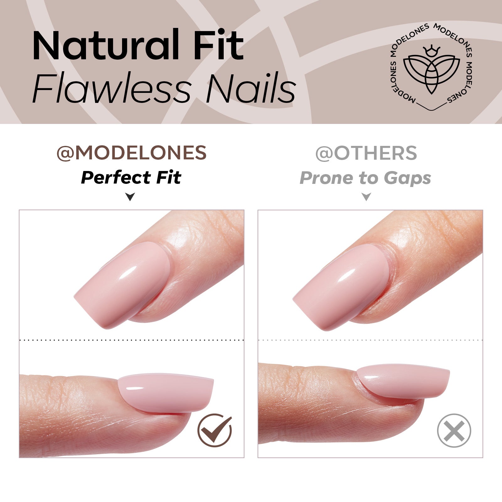 Milk Mocha press on nails MODELONES 