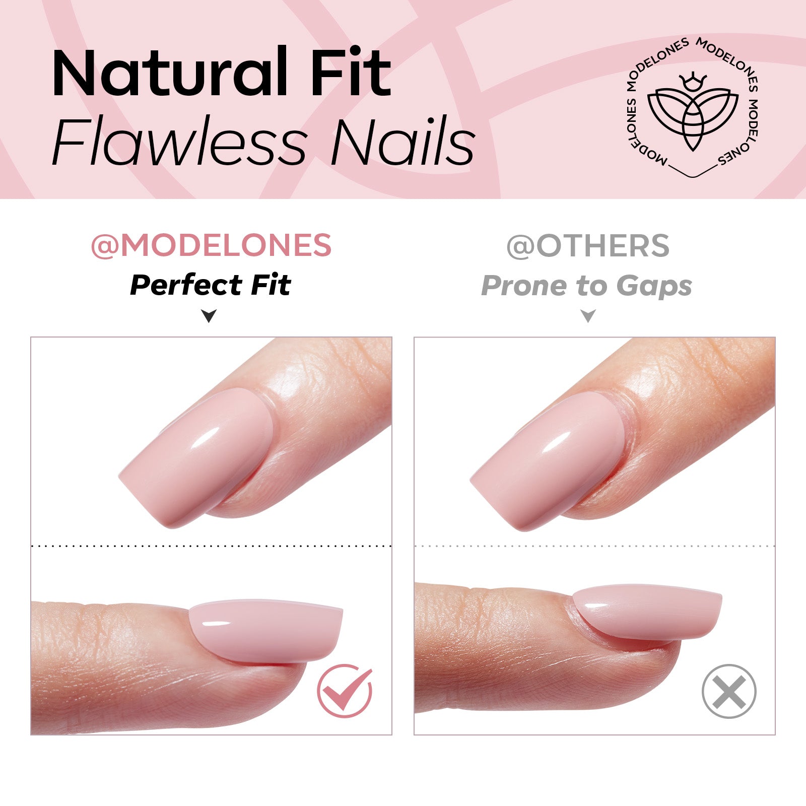 Pink Milky Dots press on nails MODELONES 