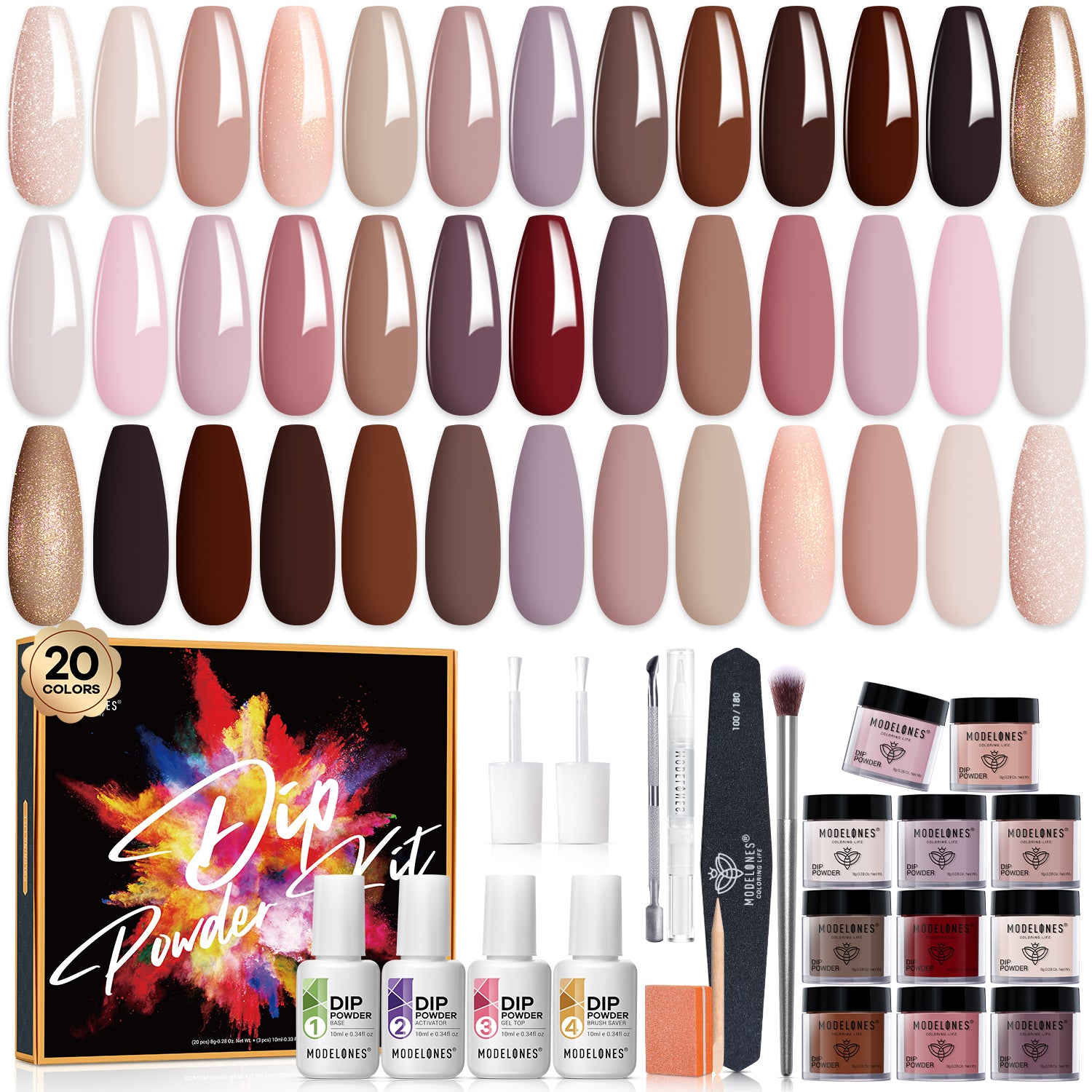 Warm Winter - 32Pcs 20Colors Dipping Powder All-In-One Kit