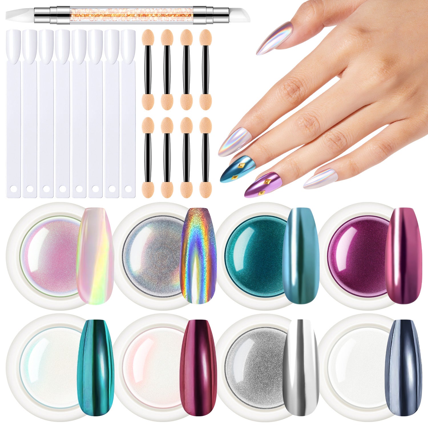 8 Colors Chrome Powder Set - Stardust Island