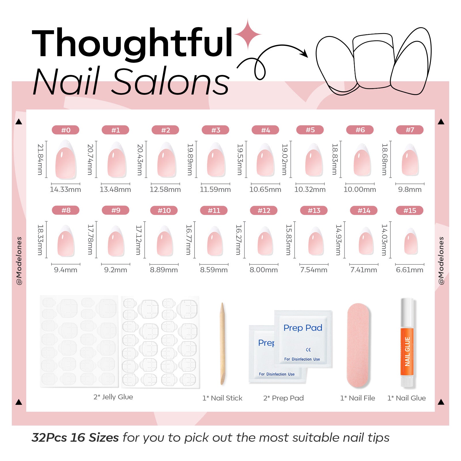 Nude French press on nails MODELONES 