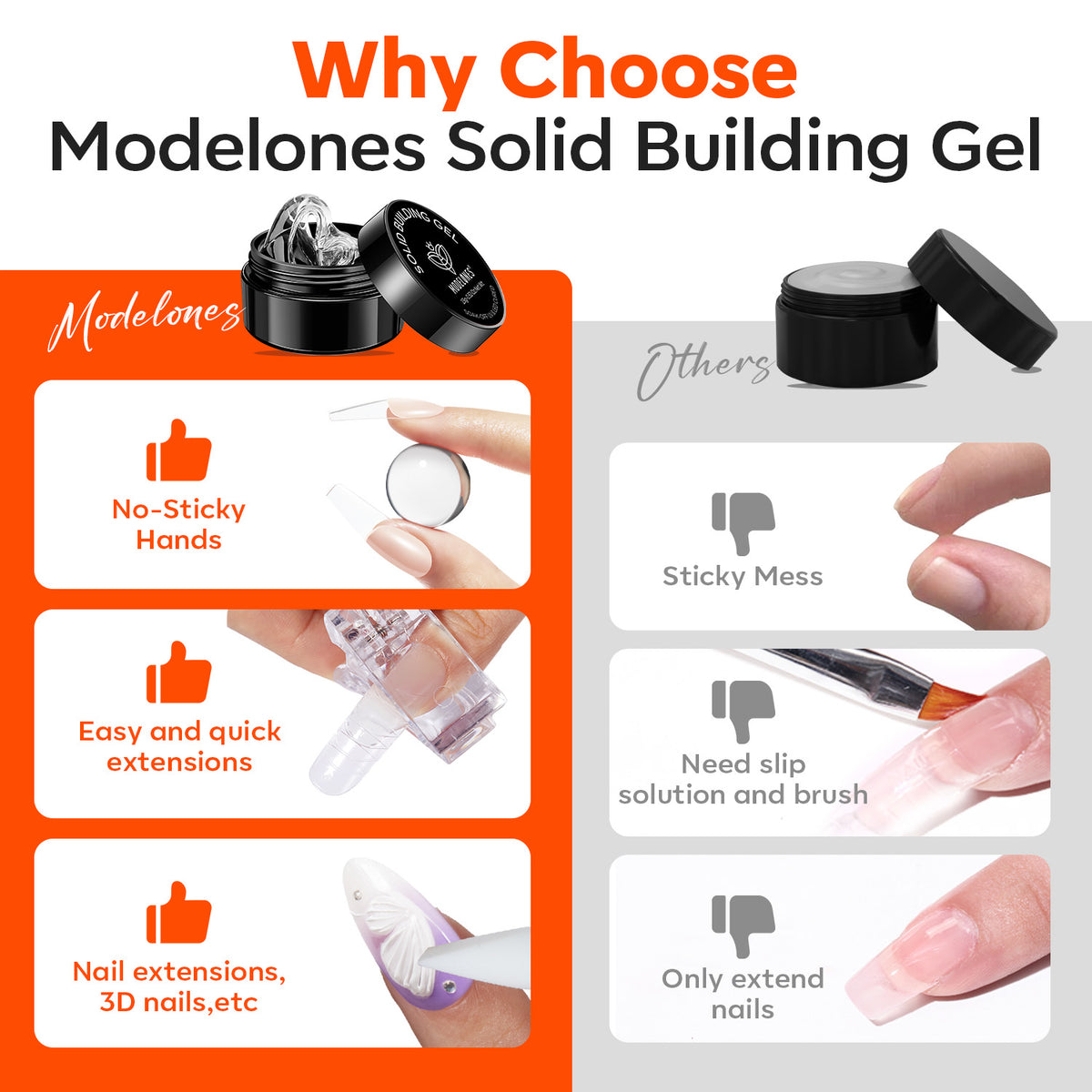 Solid Builder Gel Kit with Gold & Silver Chrome Powder Solid Builder Gel MODELONES 