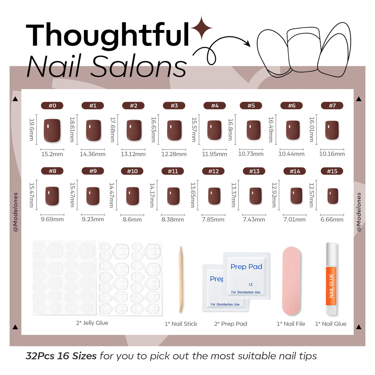 Cherry Mocha press on nails MODELONES 