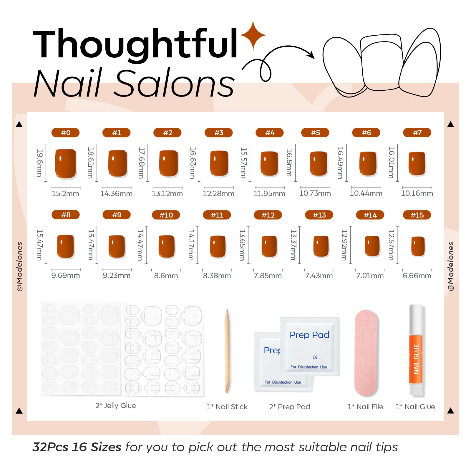 Burnt Caramel press on nails MODELONES 