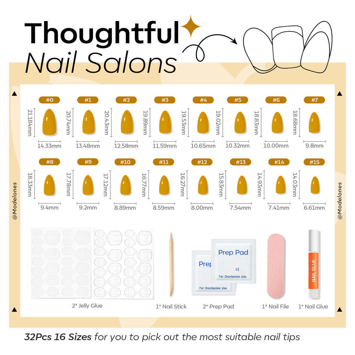 Mustard Gold press on nails MODELONES 