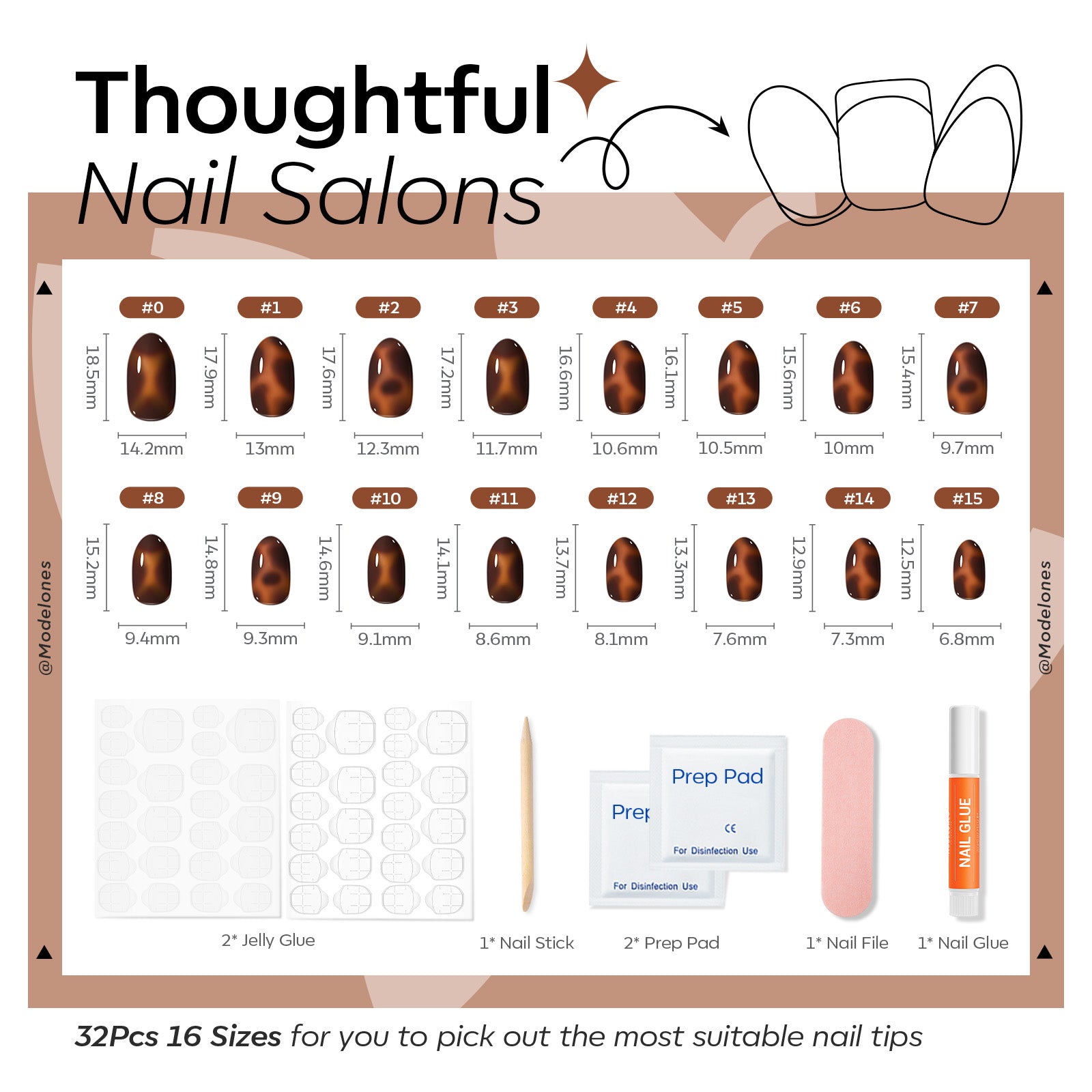 Classic Tortoise press on nails MODELONES 