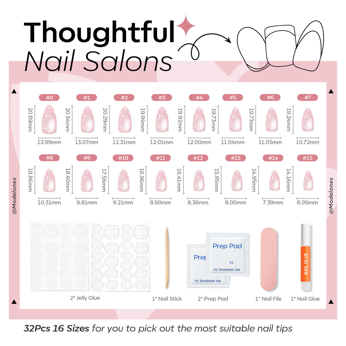Pink Milky Dots press on nails MODELONES 