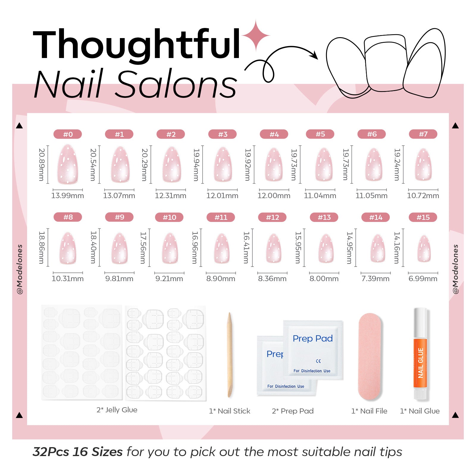 Pink Milky Dots press on nails MODELONES 