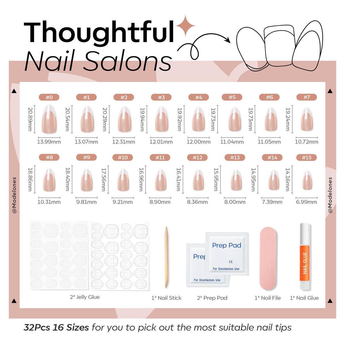 Glazed French Dots press on nails MODELONES 