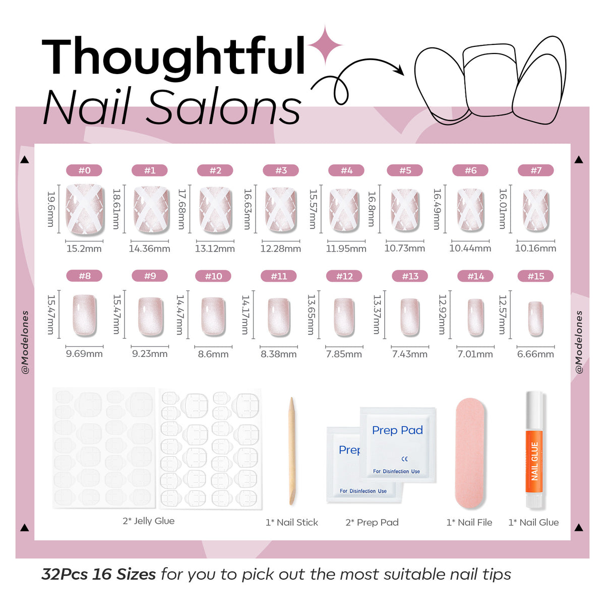 Blush Argyle press on nails MODELONES 
