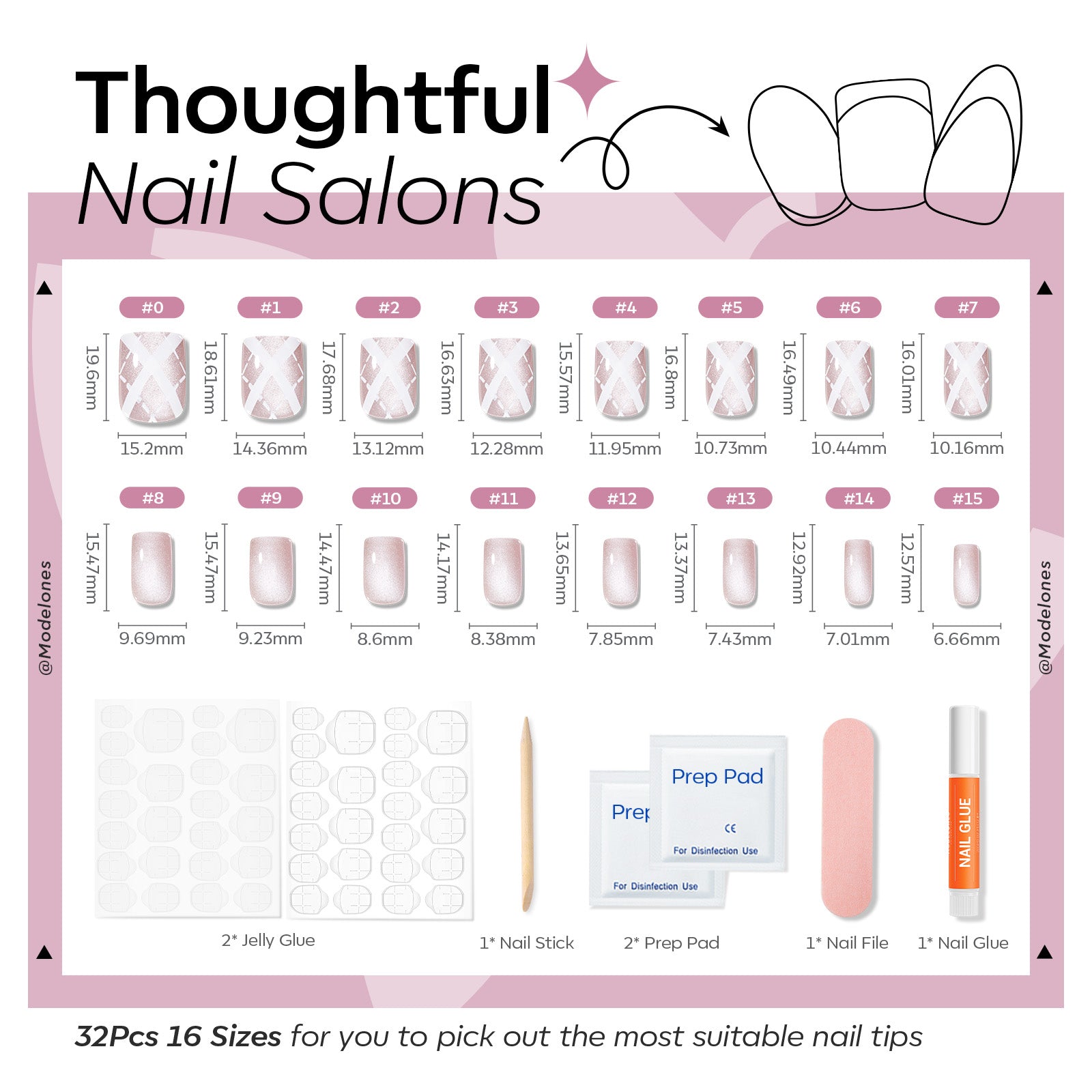 Blush Argyle press on nails MODELONES 