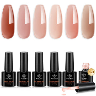 Breathable Reddish Nude - 6 Colors 8-in-1 Builder Nail Gel Set 7ml【US/AU/EU/CA ONLY】