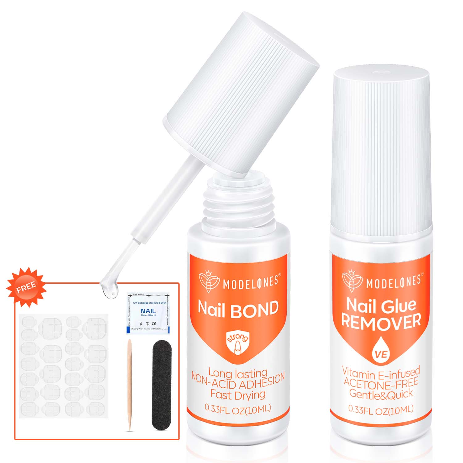 Non-Acetone Nail Bond with Nail Glue Remover Kit