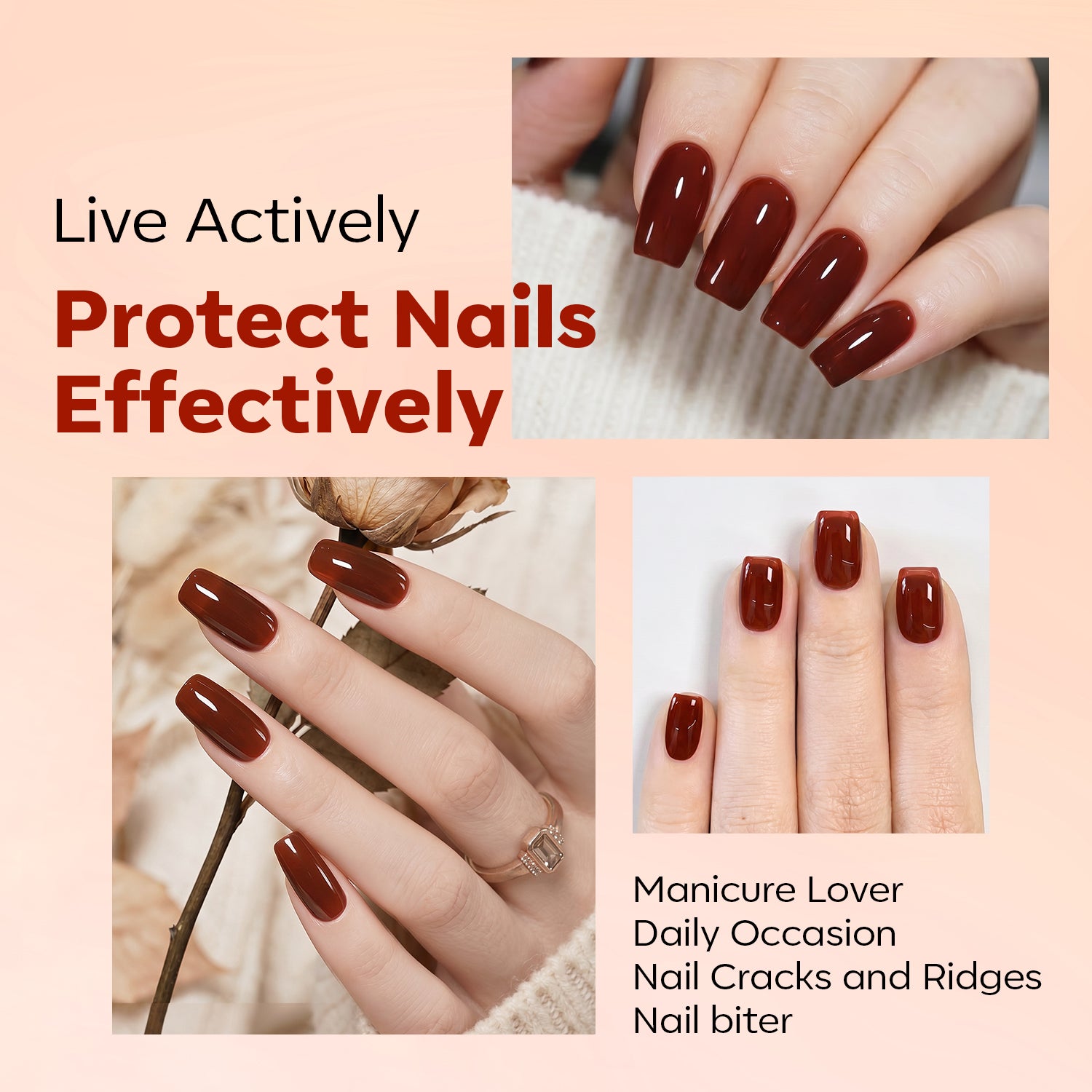 Auburn Wine 8-in-1 Functional Nail Repair Strengthener Nail Care MODELONES 