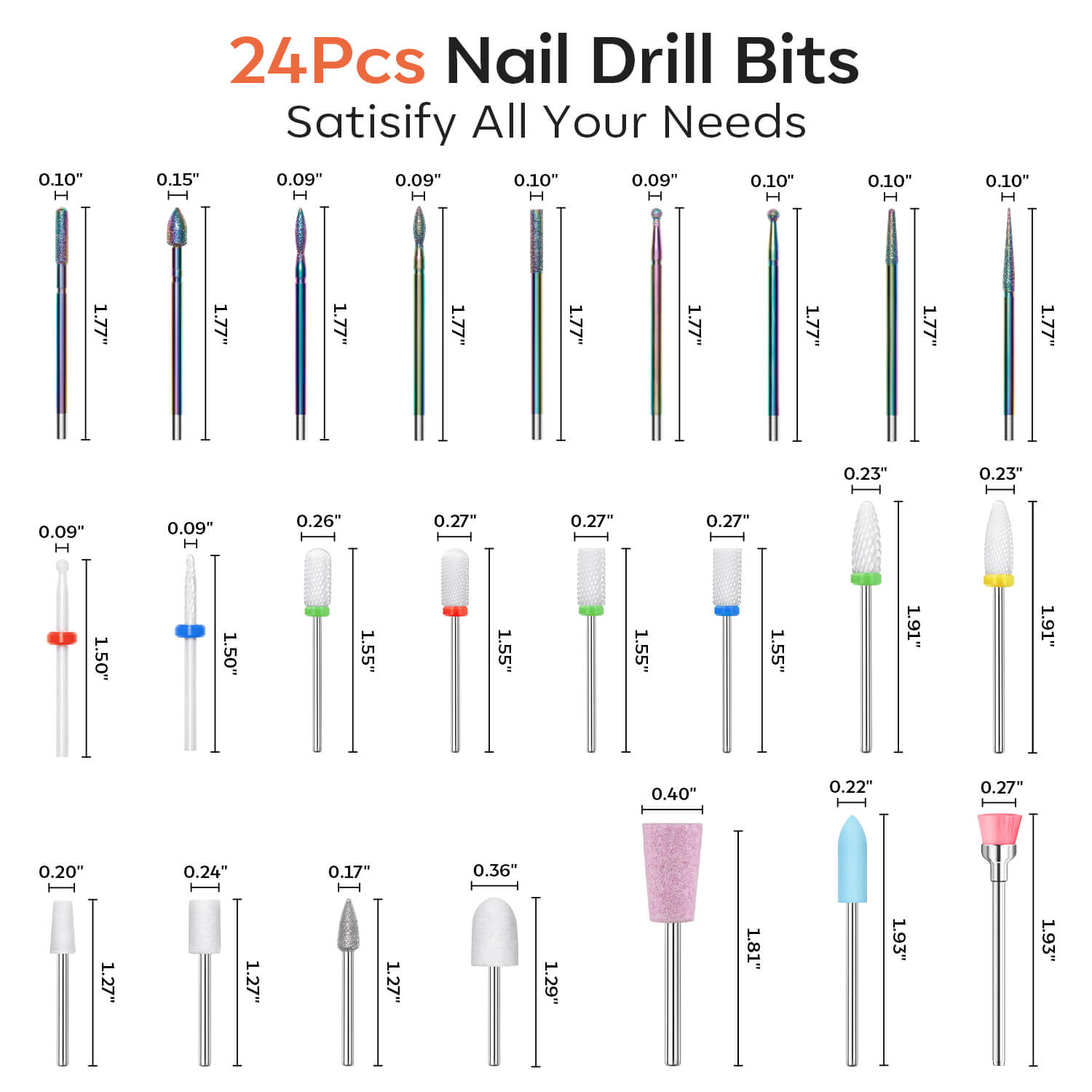 24Pcs Nail Drill Bits Set