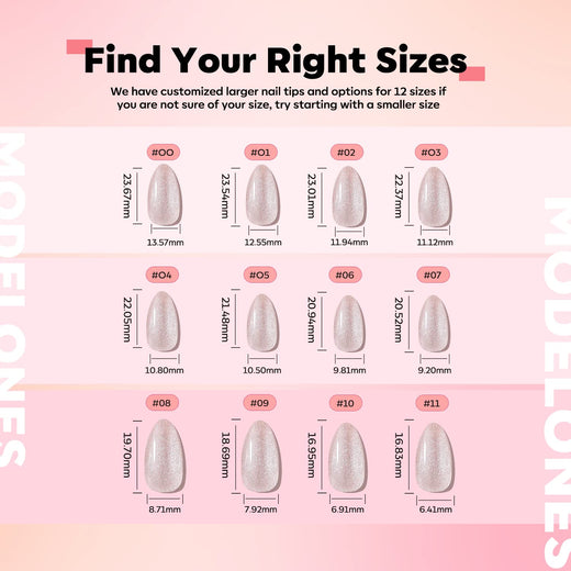 Velvet Almond - 24 Fake Nails 12 Sizes Short Almond Press on Nails Kit