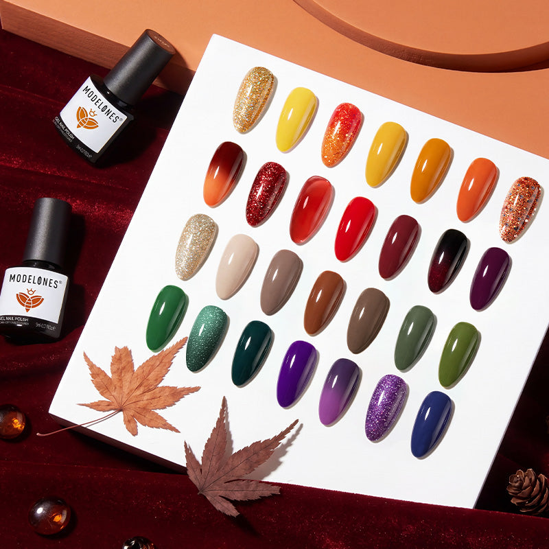Fall Palette 28 Colors Gel Nail Polish Kit  MODELONES 