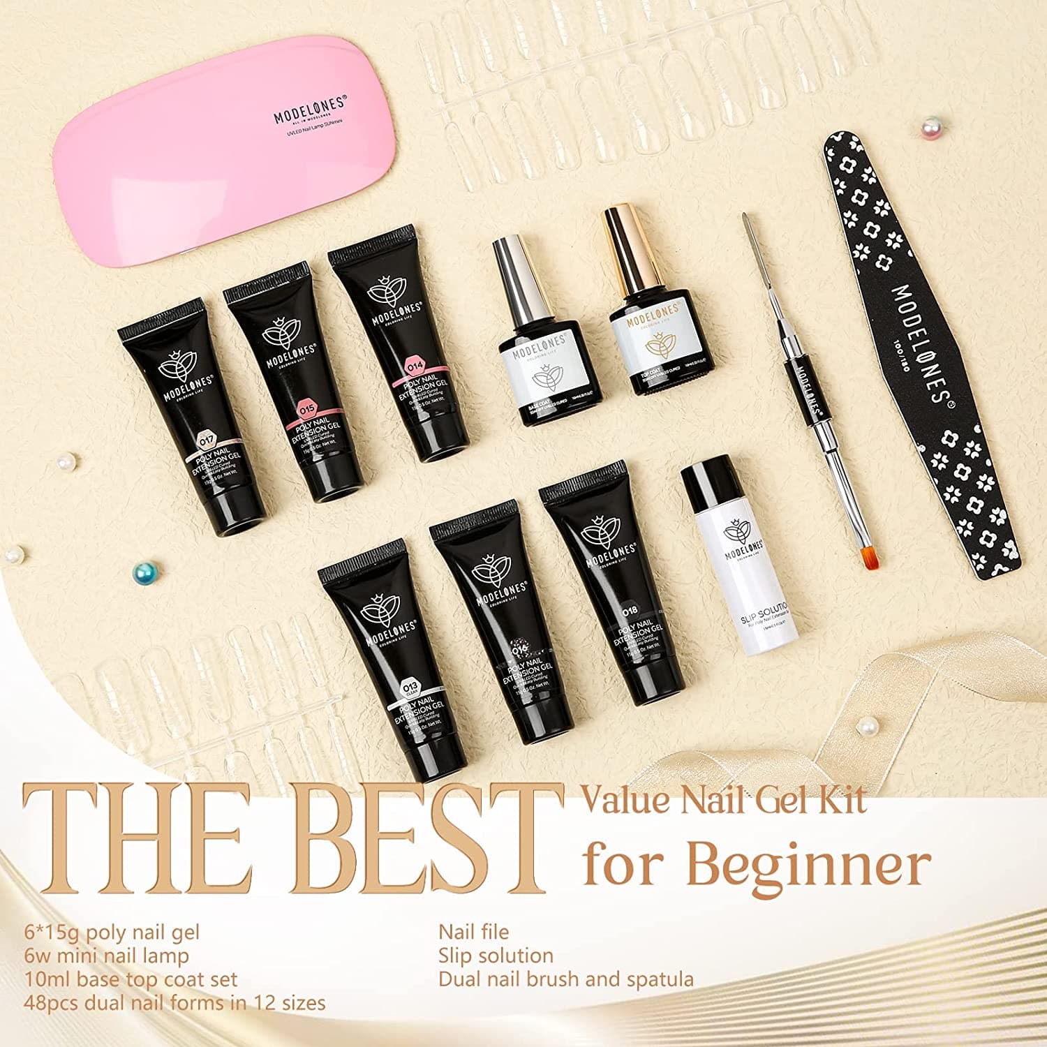 Nude Clear Black Pink - 6 Colors Poly Nail Gel Kit【US ONLY】
