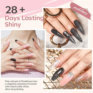 Nude Clear Black Pink - 6 Colors Poly Nail Gel Kit【US ONLY】
