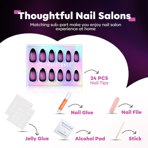 Wild Inside - 24 Fake Nails 12 Sizes Short Almond Press on Nails Kit