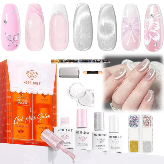 modelones 40 PCS Gel Nail Polish Set, 36 Colors White Yellow Green Hot Pink Gel Polish Kit Nude Brown Black Red Glitter Nail Polish W Base& Matte& Glitter& Glossy Top Coat LED Soapnails Gift