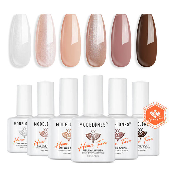 Cocoa Cream - Hema-Free 6 Colors Gel Nail Polish Set 7ml