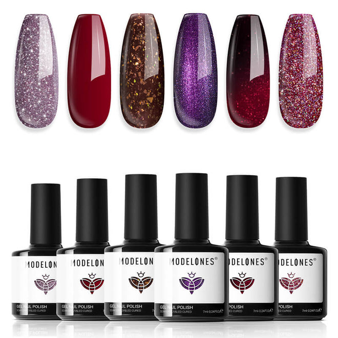 Grape Secrets - 6 Shades Gel Nail Polish Set 7ml