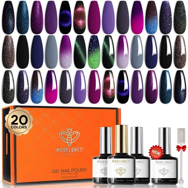 Queen of the Night - 25Pcs 20Colors Gel Nail Polish Kit Gel Polish Kit MODELONES #