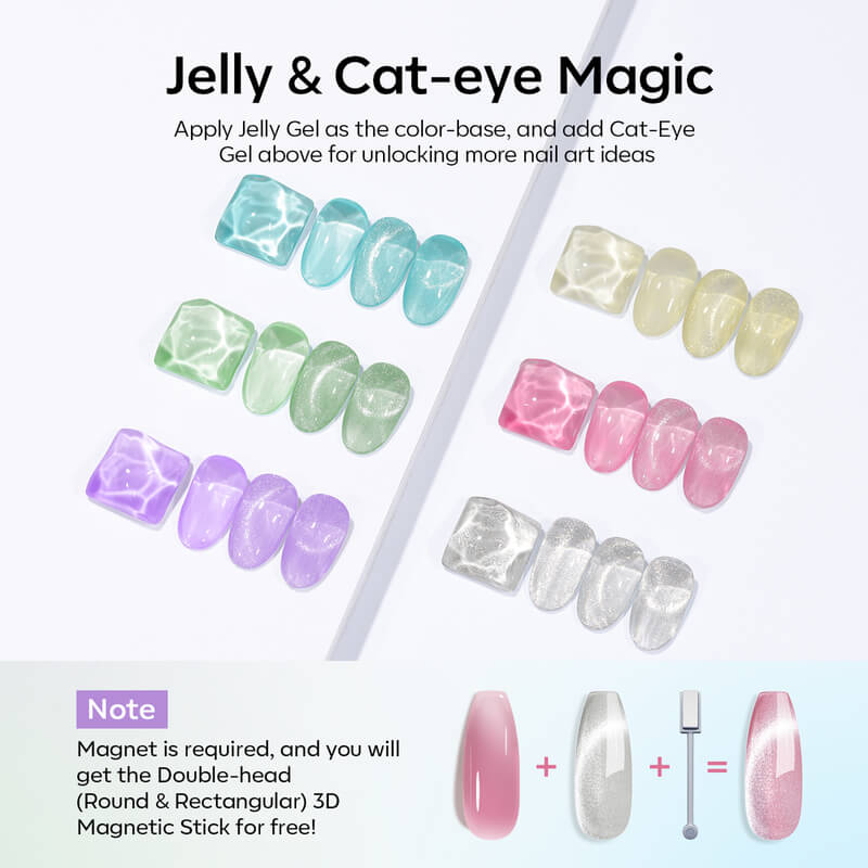 Jelly Meets Cat Eye - 6 Shades Gel Nail Polish Set 7ml