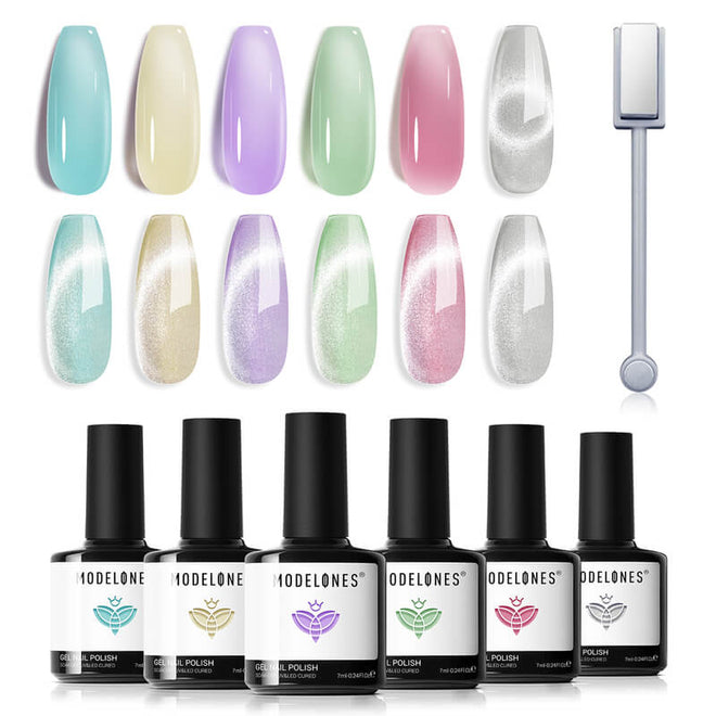 Jelly Meets Cat Eye - 6 Shades Gel Nail Polish Set 7ml