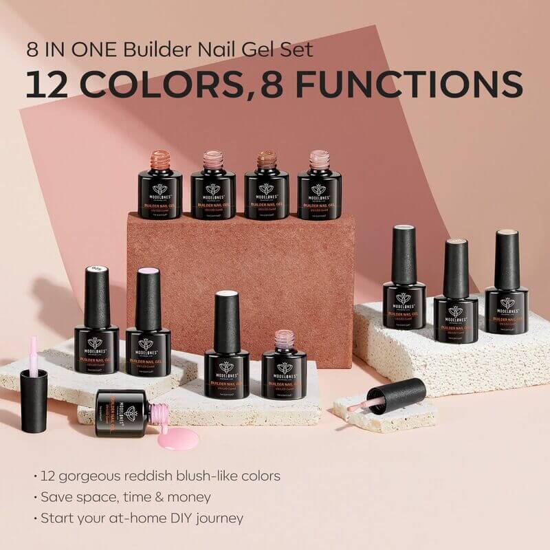 Nude Reddish - 12 Colors 8-in-1 Builder Gel Set 7ml