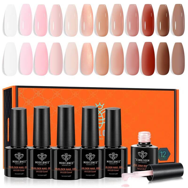 Nude Reddish - 12 Colors 8-in-1 Builder Gel Set 7ml