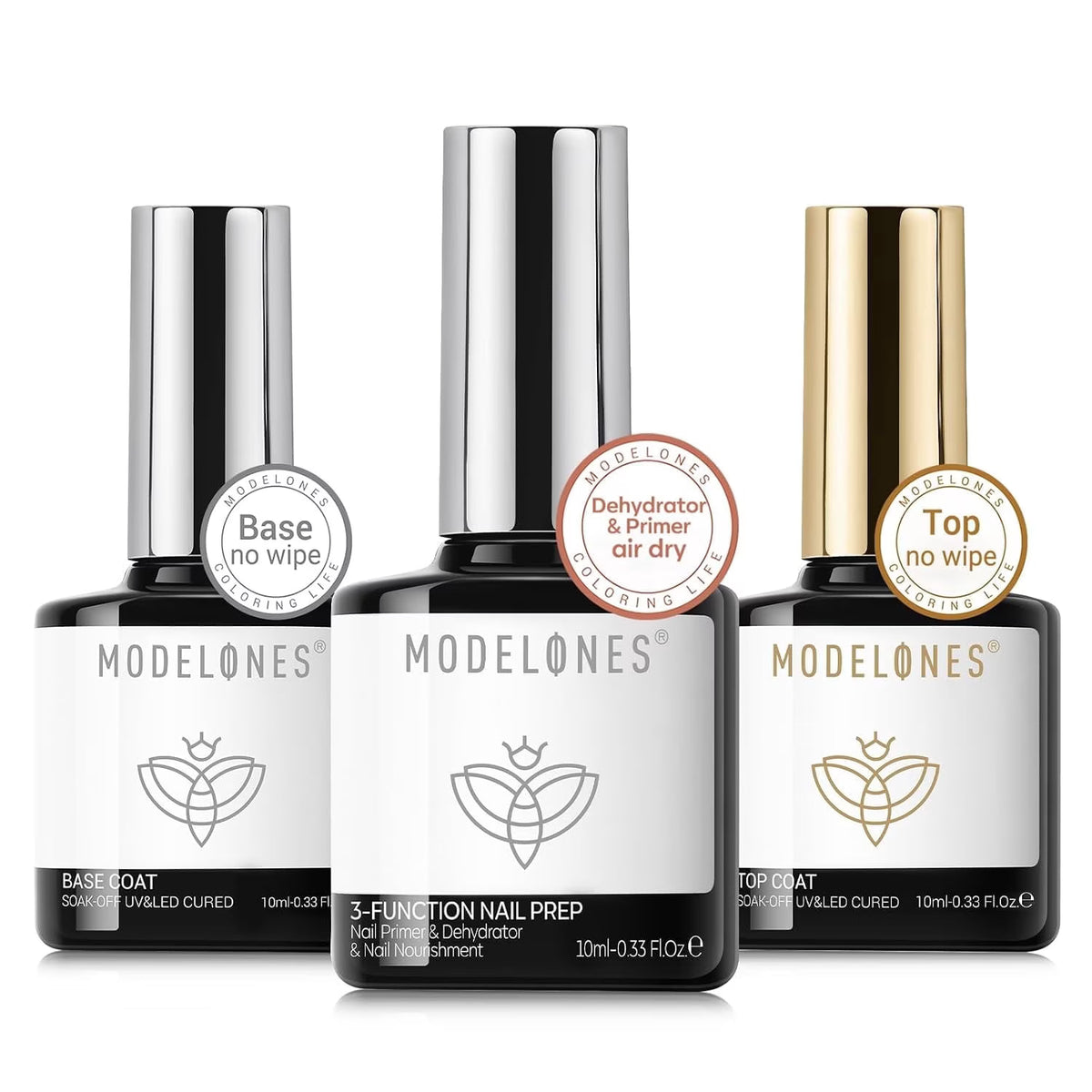 modelones Nail Dehydrator and Primer with Base Top Coat Set