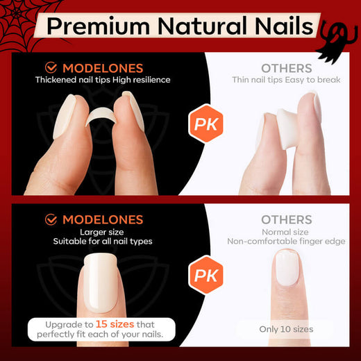 Blood Veil - 30 Pcs 15 Sizes Halloween Long Almond Press on Nails Kit