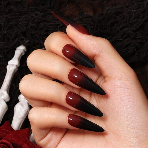 Blood Veil - 30 Pcs 15 Sizes Halloween Long Almond Press on Nails Kit