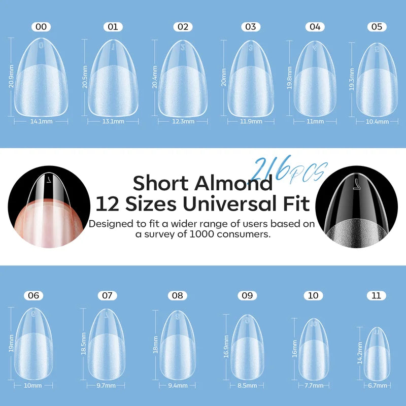 Semi-Forest Short Almond Nail Tips Kit
