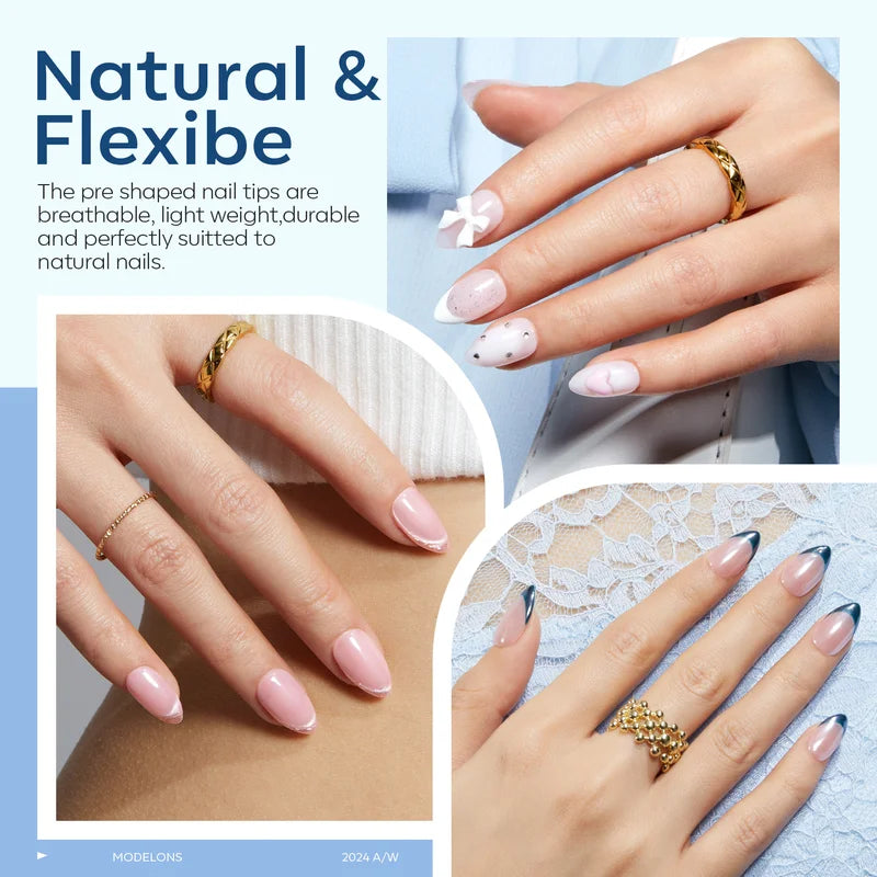 Semi-Forest Short Almond Nail Tips Kit