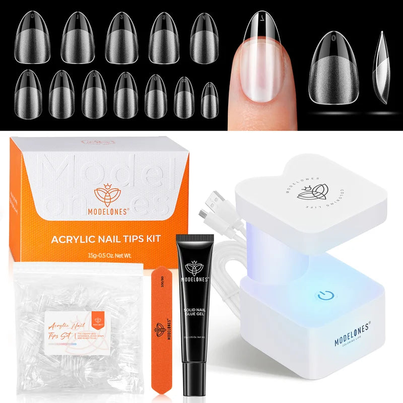 Semi-Forest Short Almond Nail Tips Kit