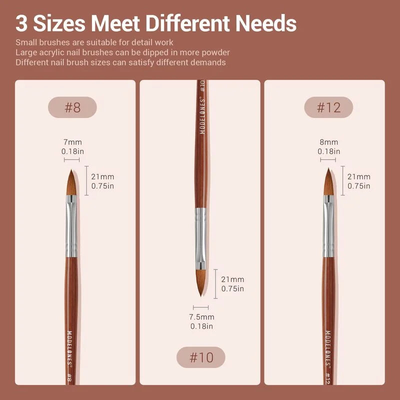 Acrylic Powder Nail Brush Trio