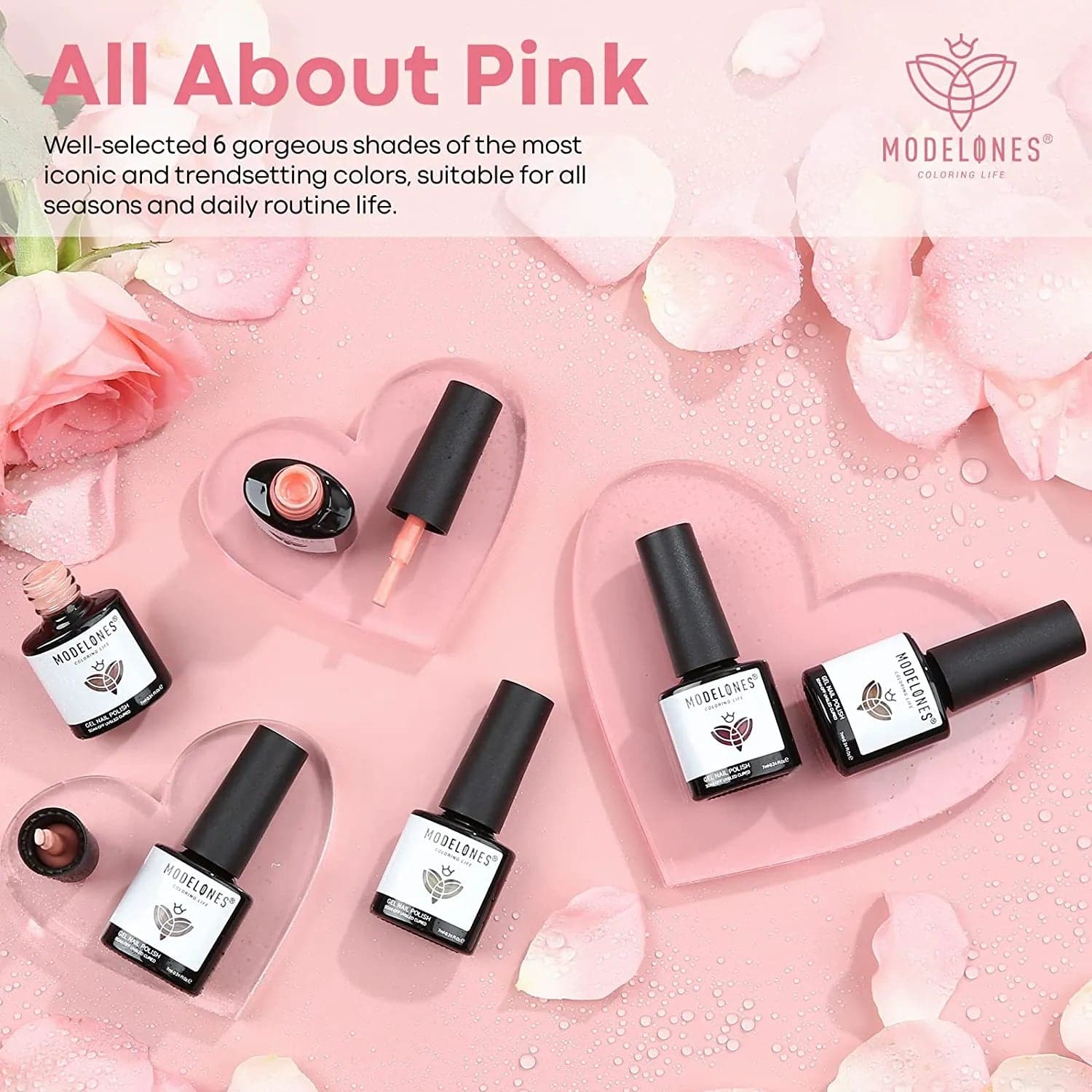 All About Pink - 6 Colors Gel Nail Polish Set Gel Polish Set MODELONES #all-about-pink