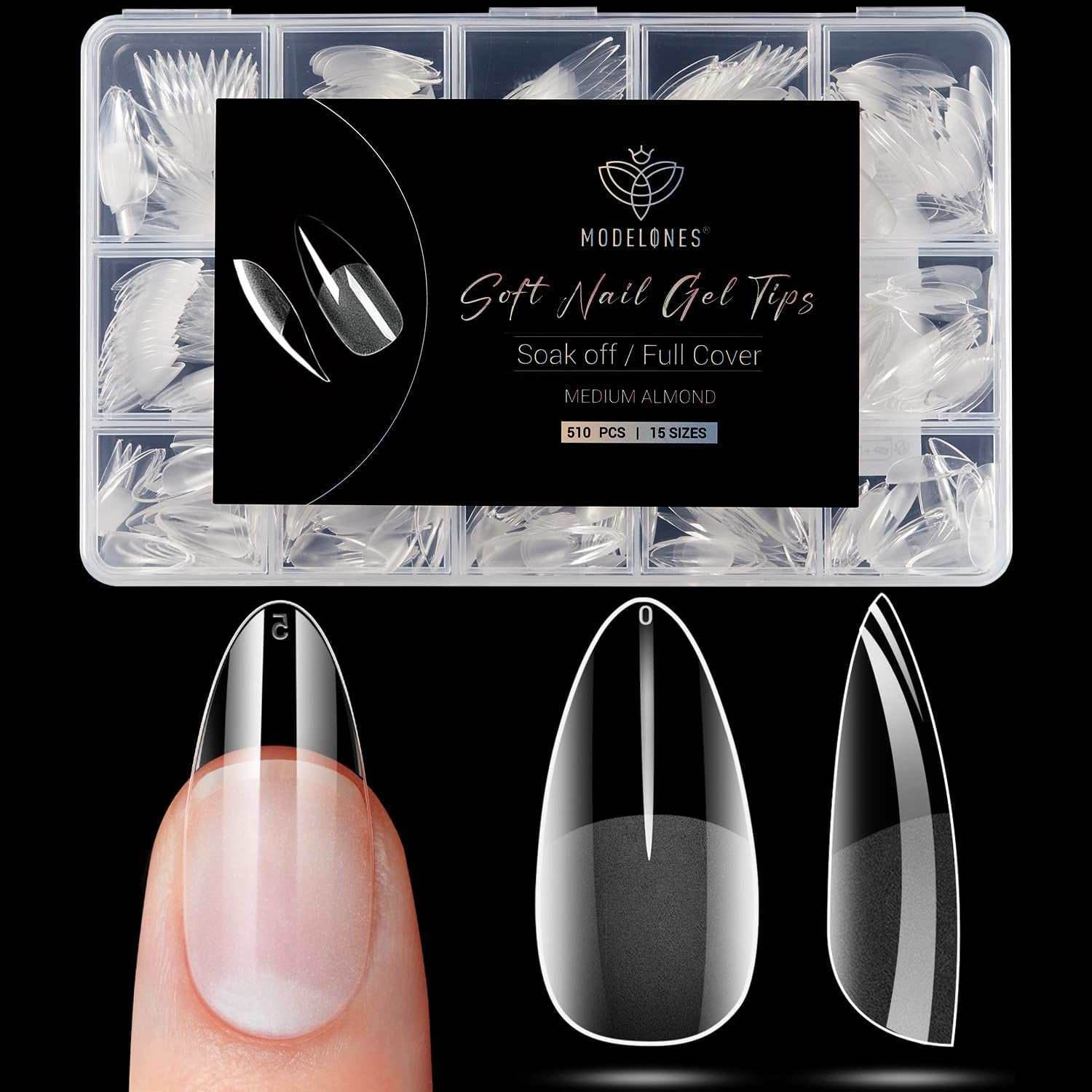 Modelones Almond Nail Tips 510pcs Medium Clear Soft Fake Press On Nails Tip